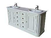 Meuble de salle de Bain Monaco en Bois  Style Classique Chic | 185 cm & Vasques Encastrées